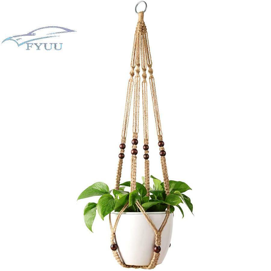 1pc Wood Beads Decorative 35 Inch Plant Hanger Planter Basket Flower Pot Holder