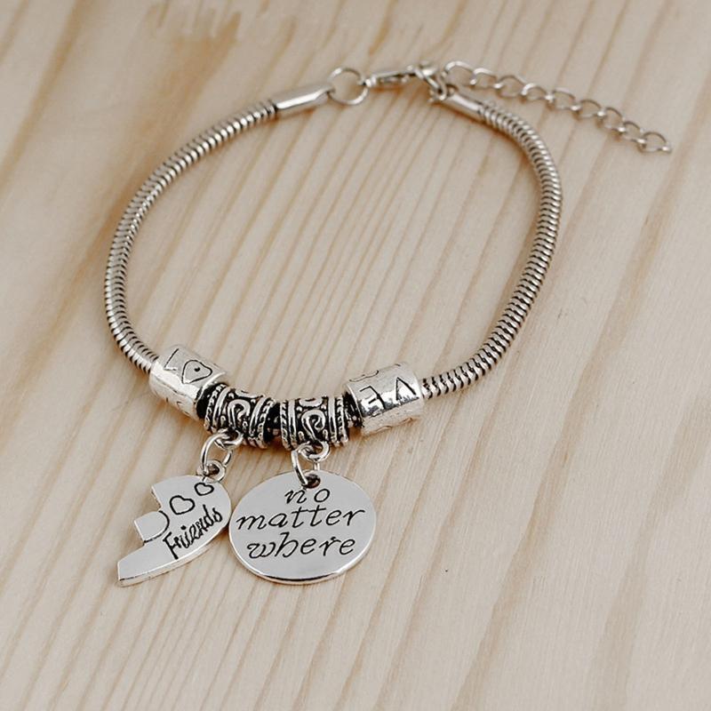 Love-shaped Best Friends Bracelets No Matter Where Bracelet Fashion Jewelry Gift