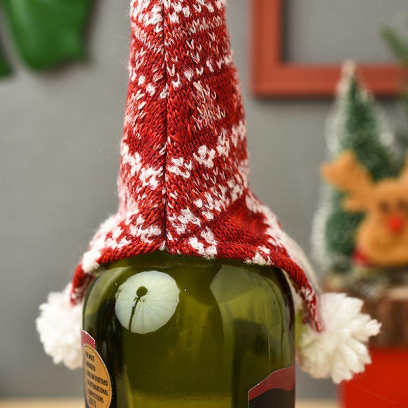 Christmas Gnome Champagne Red Wine Bottle Topper Cover Swedish Tomte Decoration