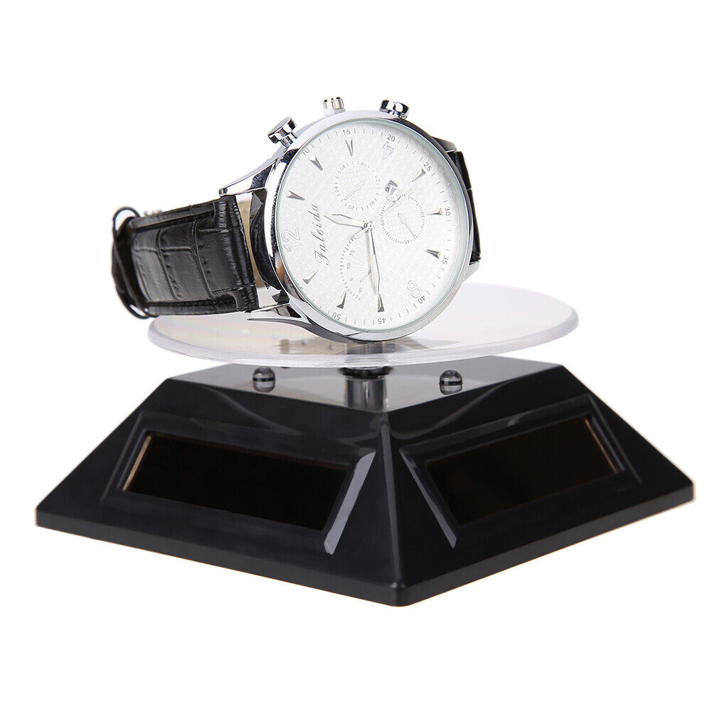 Solar Showcase 360 Turntable Rotating Jewelry Watch Ring Display Stand 037B