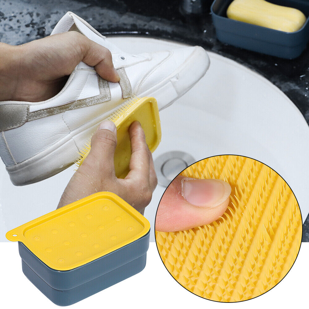 Sponge with Cleaning Brush Travels Soap Case Soap Dish Soapbox Storage Box