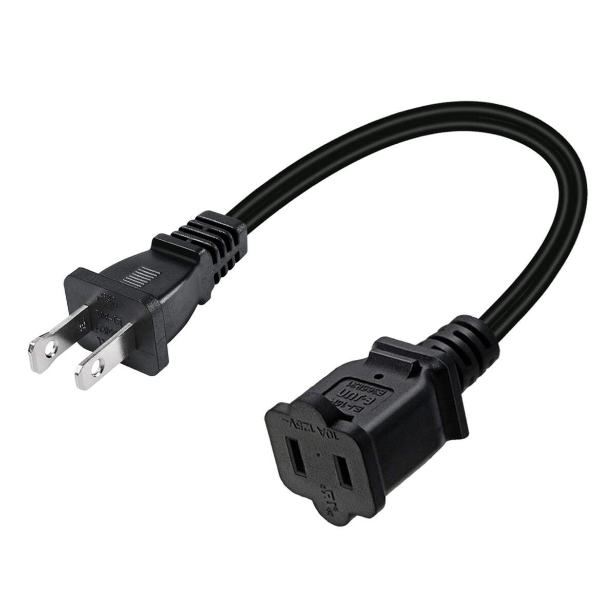 US 2 Prong Polarized Male to Female Extension Cord 2 Outlet 13A/125V 32cm