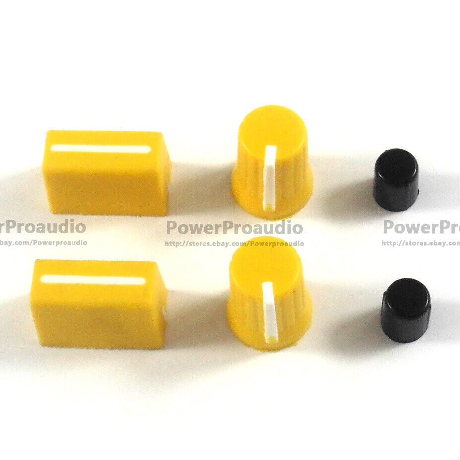 2CS Rotary Knob+2PCS Fader Cap For Rane Mixer TTM 57 61 62 64 68 (yellow )