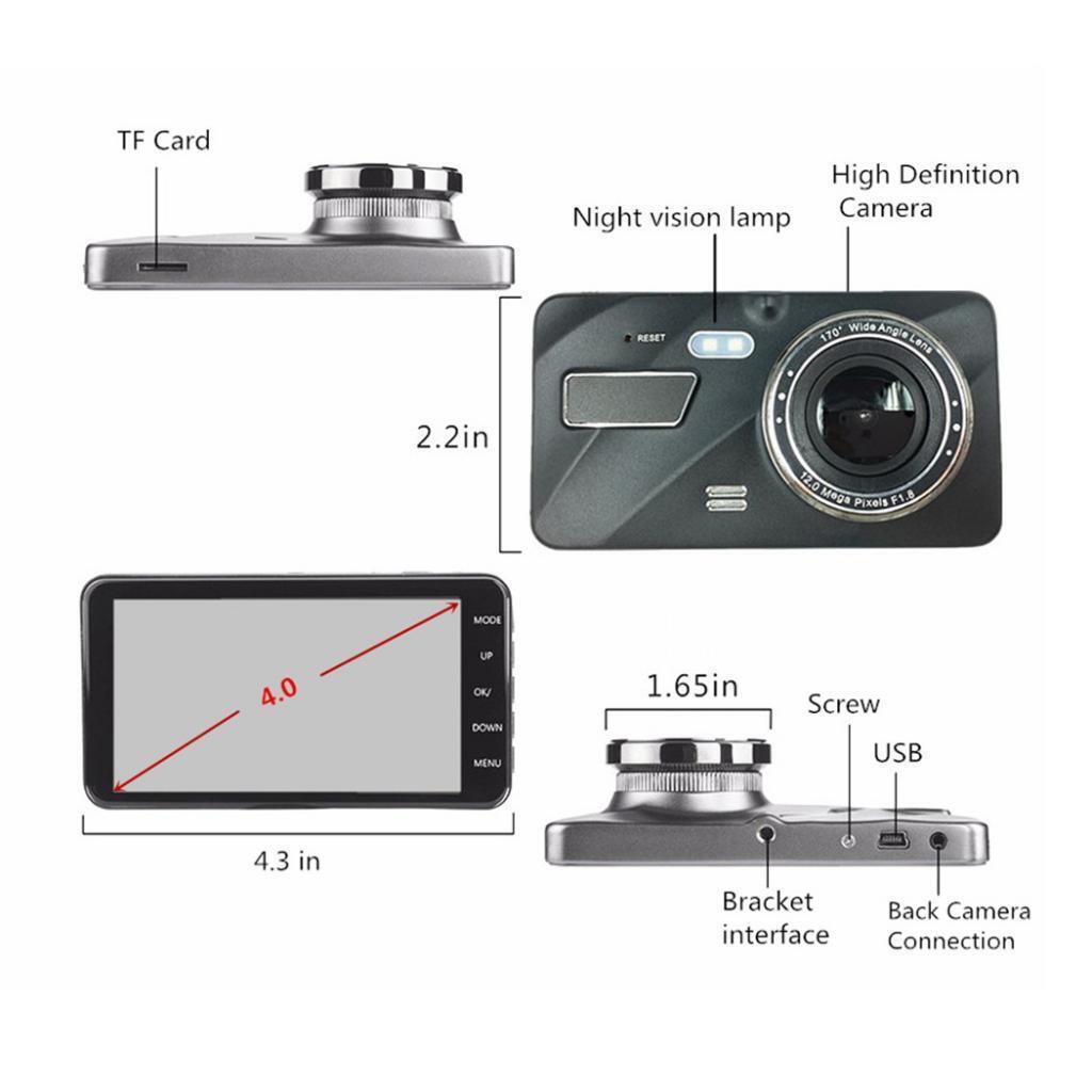 HD 1080P 4.0" Touch Screen Car DVR Dashcam Balck Video Recorder