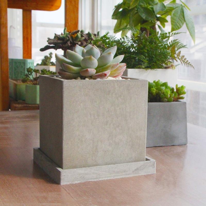 10cm Square Double-layer Flower Pot Mould + Double-layer Tray Mould Set