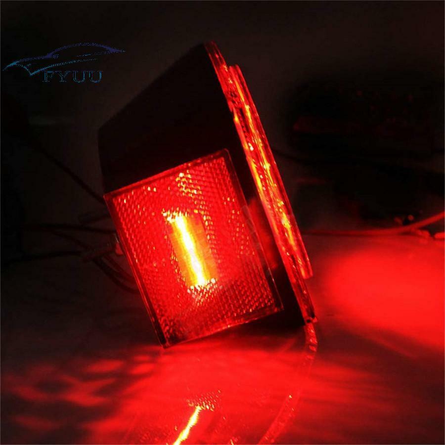 Pair Square LED Submersible Tail Brake Light License Illuminator for Trailer SUV