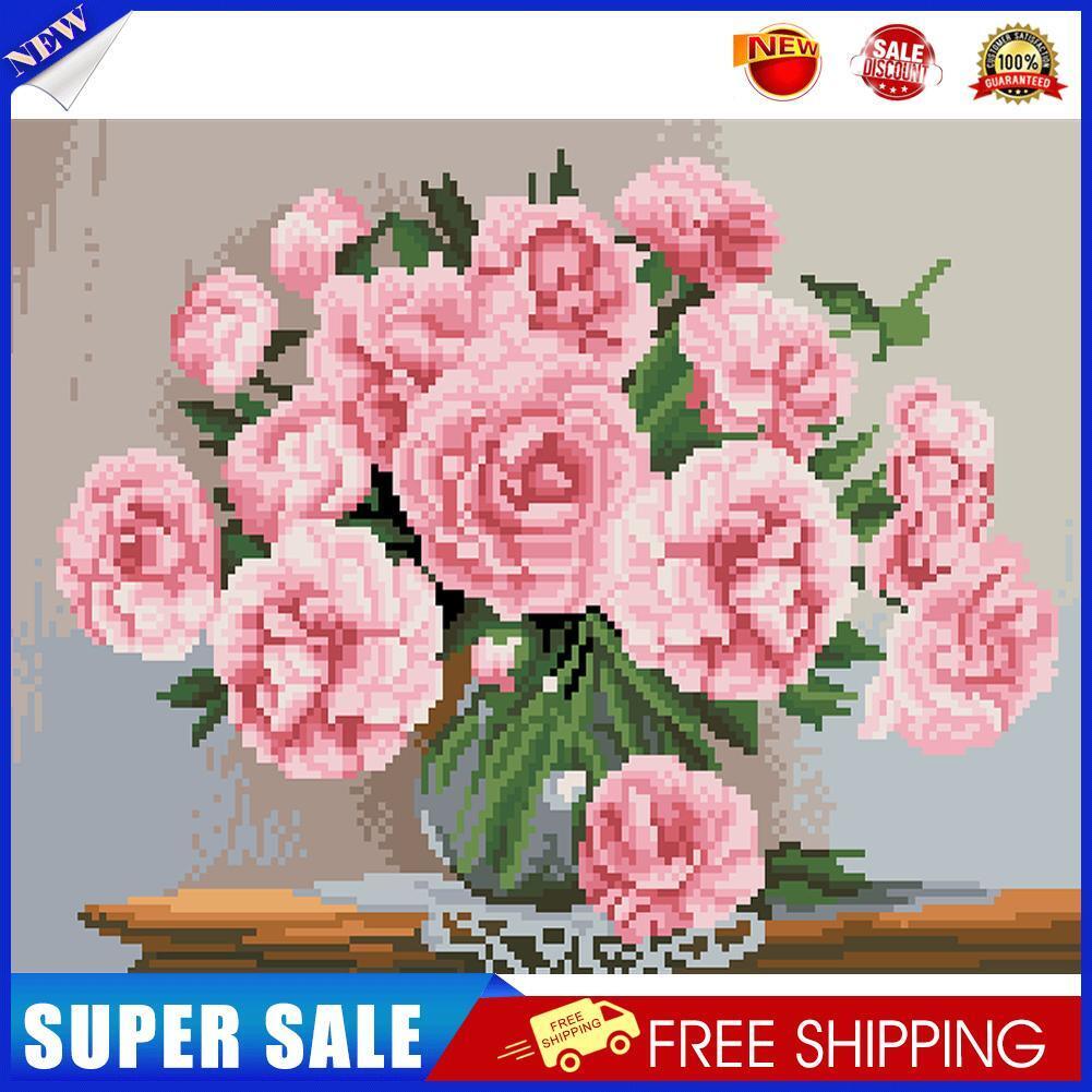 Full Embroidery Needlework Set Cross Stitch Kit 11CT Stamped Pixel Art Rose