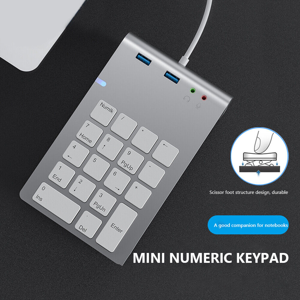 18 Key Numeric Keypad Numpad USB HUB Digital Keyboard for Laptop Desktop PC