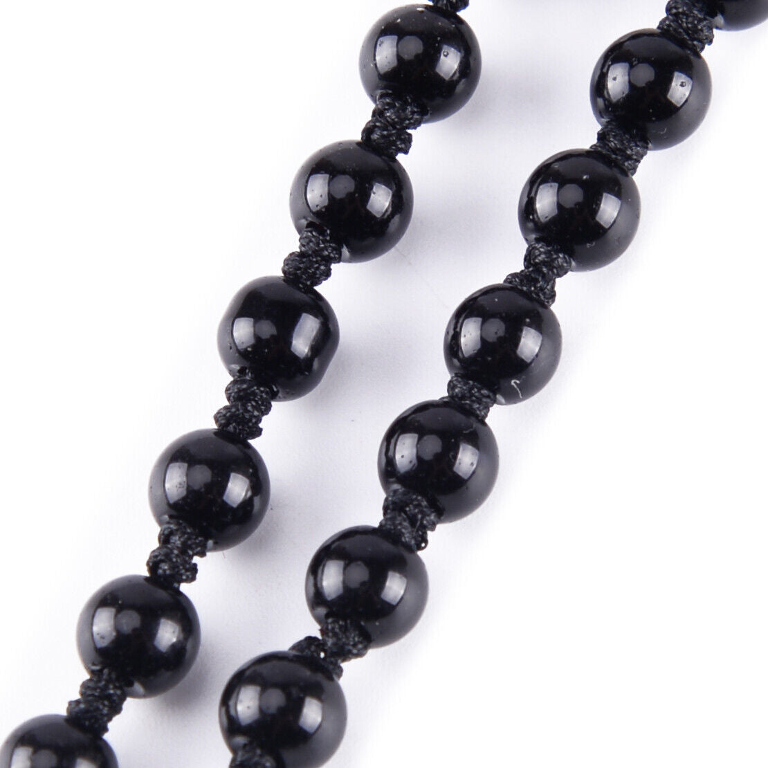 Pretty Natural Obsidian Hand Carved Cross Lucky Pendants Free Beads Necklace Li