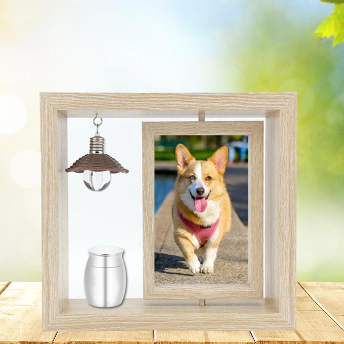 Urns Pet Photo Frame Ashes Holder Wooden Urn for Ashes Memorial Picture Frame