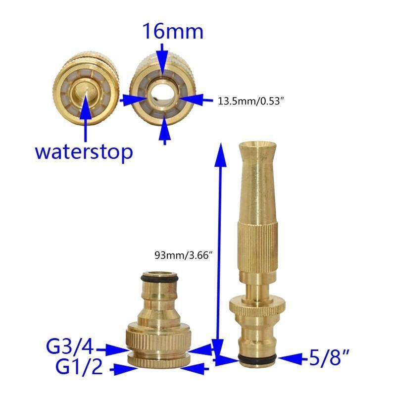 4-Piece Brass Garden Hose Adapter Waterstop Connectors for Faucet Connection
