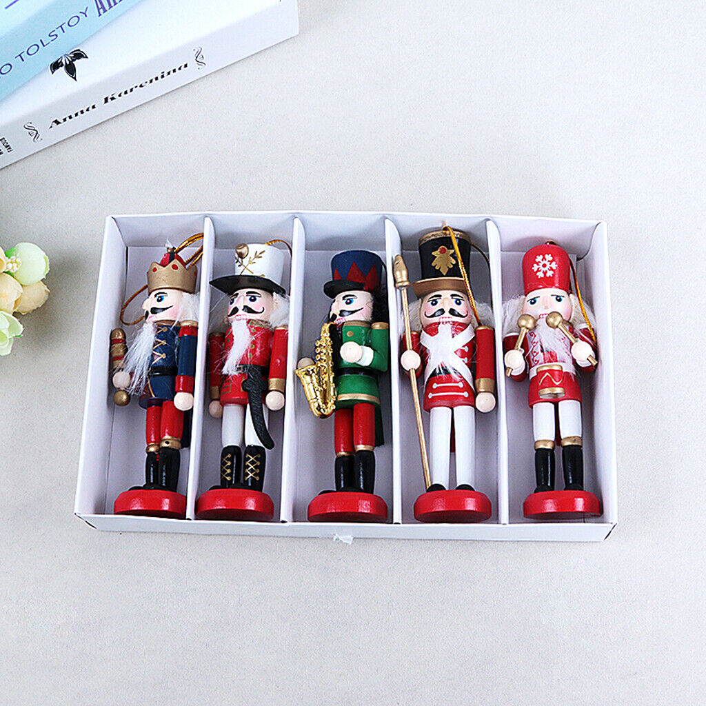 Christmas Traditional Wooden Hanging Nutcrackers Soldier Ornaments Set Of 9