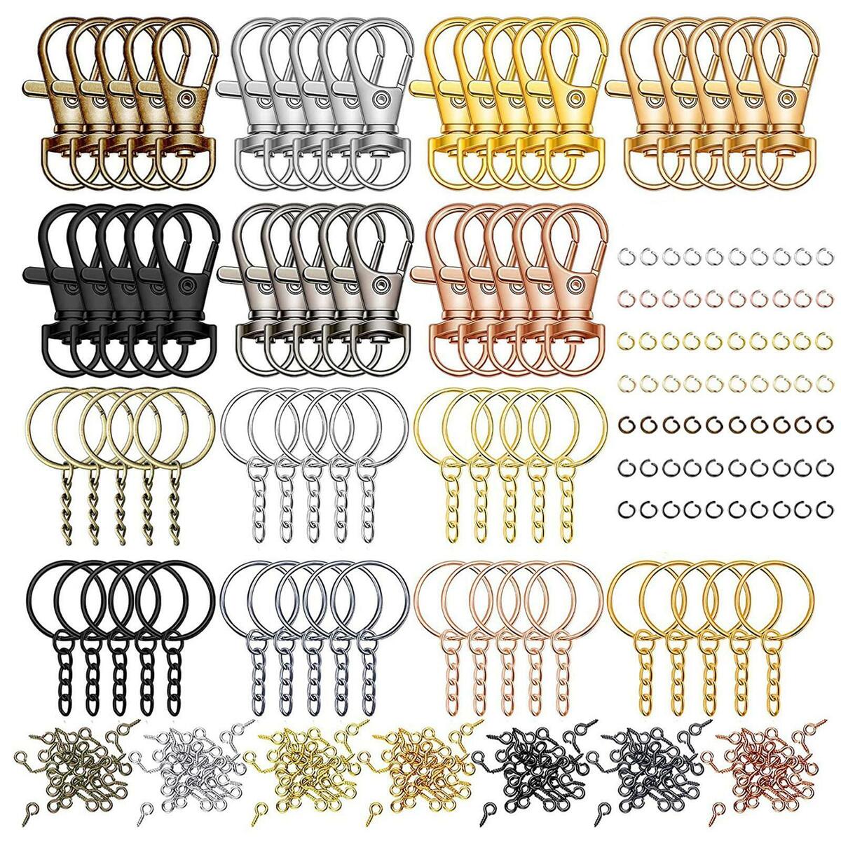 350Pcs Keychain Rings Key Ring Keys Lanyard for  Pendants Supplies