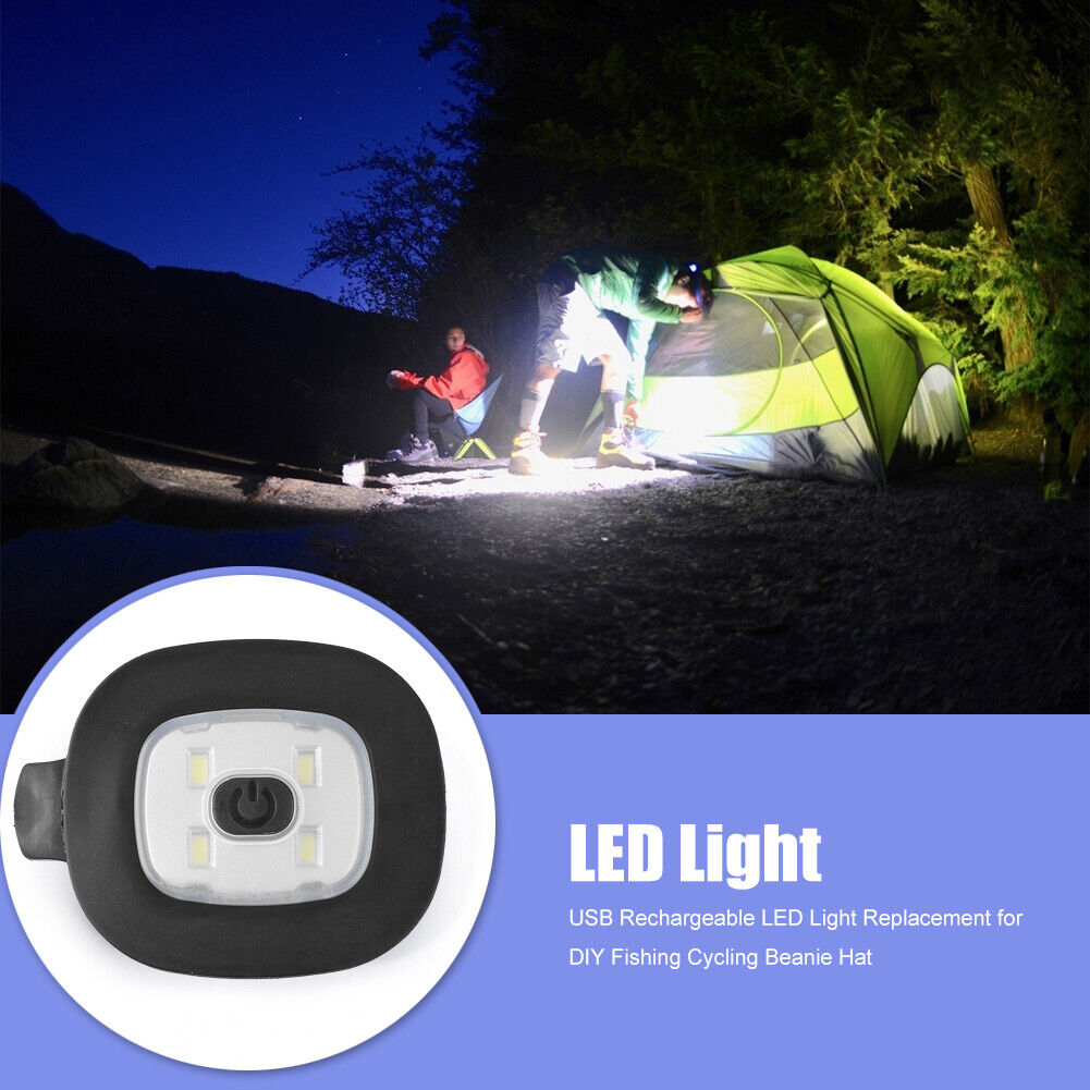 USB Rechargeable LED Light Replacement for DIY Fishing Beanie Hat (4 LED)