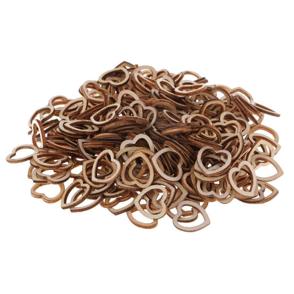 250 Pieces Natural Wooden Heart Slices Craft Wood Embellishments Decorations
