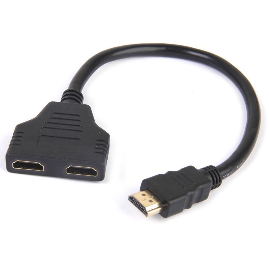 HDMI Male to 2 Female Adapter Cable Converter for HDTV LCD Monitor