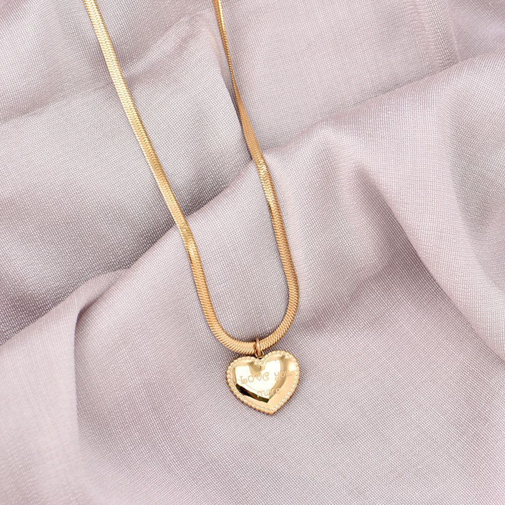 Fashion Choker Titanium Steel Women Love Heart Necklace Stainless Steel Pendant