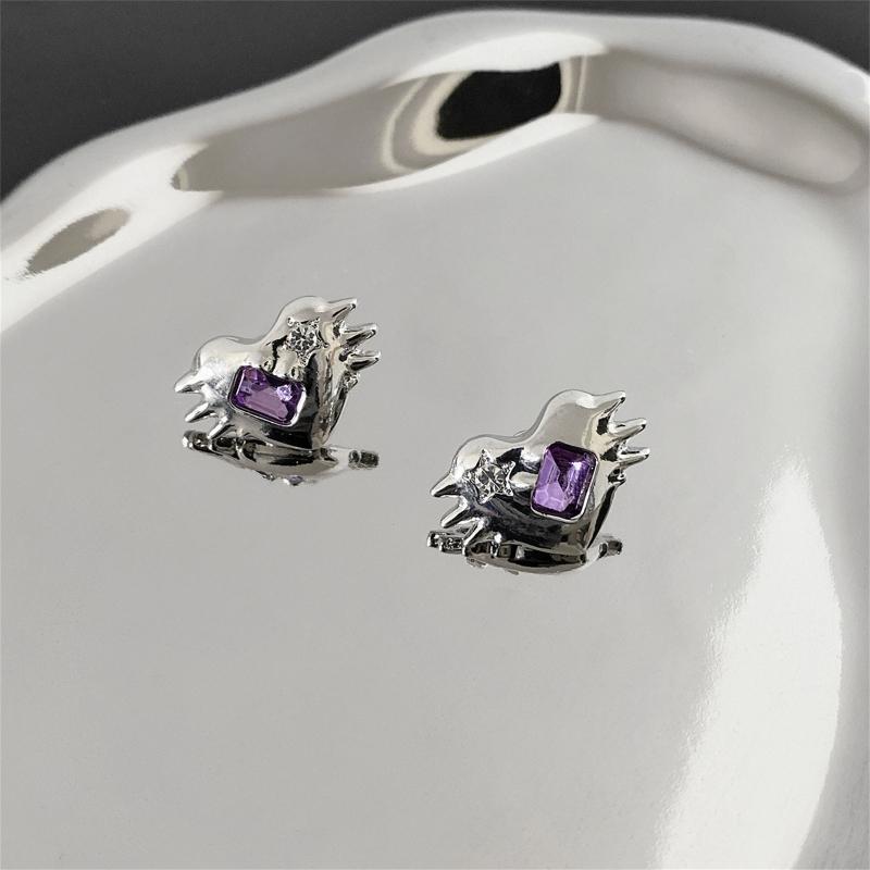 Diamond Inlaid Zircon Ear Studs Simple Popular Earrings Birthday Gift for Women