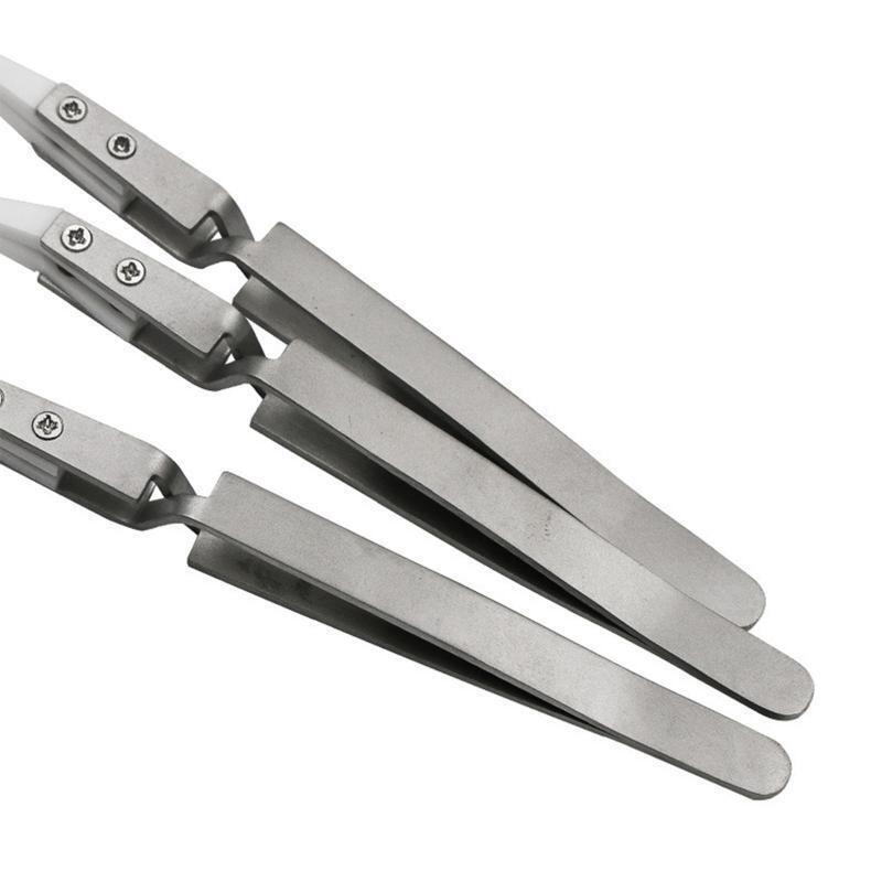 Reverse Ceramic Tweezers Pointed Curved Tips Tweezers Non-conductive Soldering