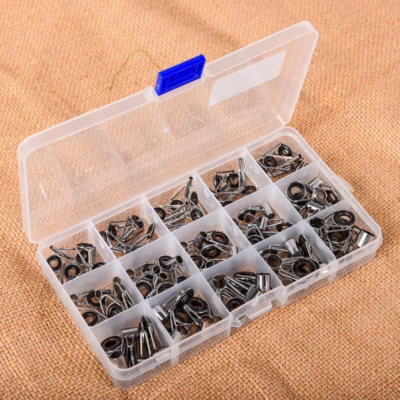 75 Pcs Spinning Bait Casting Fishing Rod Guides Integrated Stainless Steel Kit
