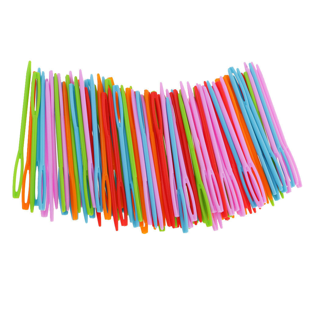 100pcs Plastic Sewing Needles for Kid Wool Cross Stitch Knitting Crochet 7cm