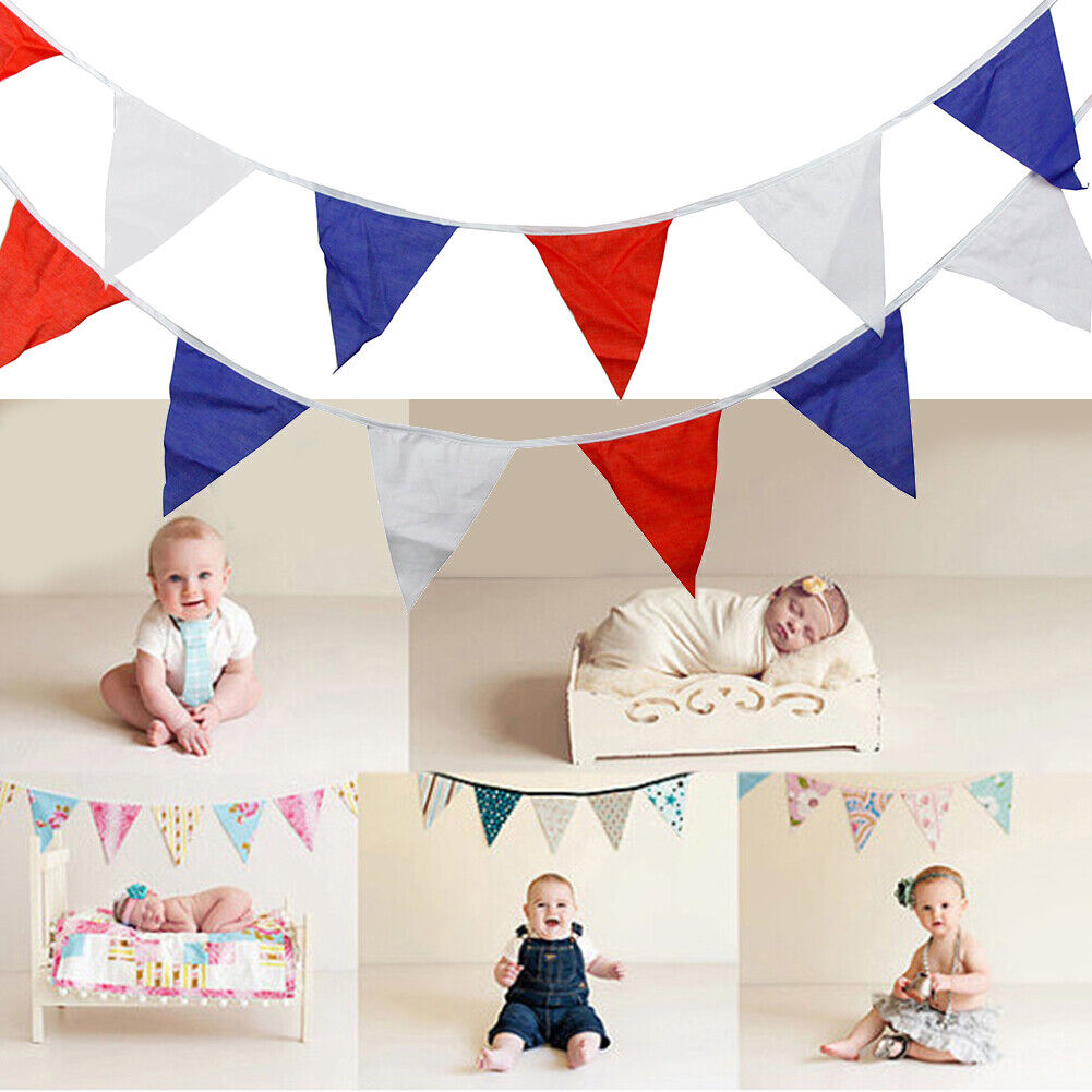 12 Flags White Red Blue Flag Banner Pennant Wedding/Birthday Party Decor