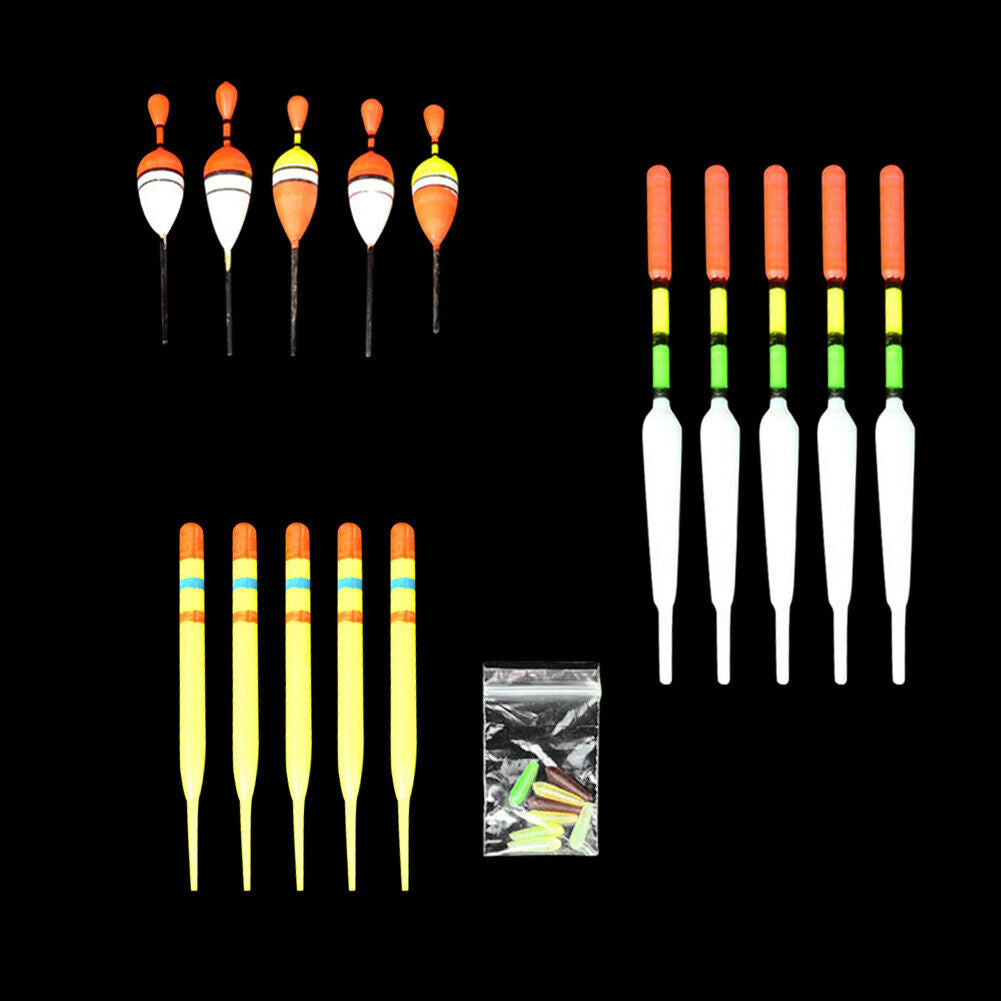 15pcs/Set Sea Fishing Floats Vertical Buoy Slip Bobber Rod Fishing Lures