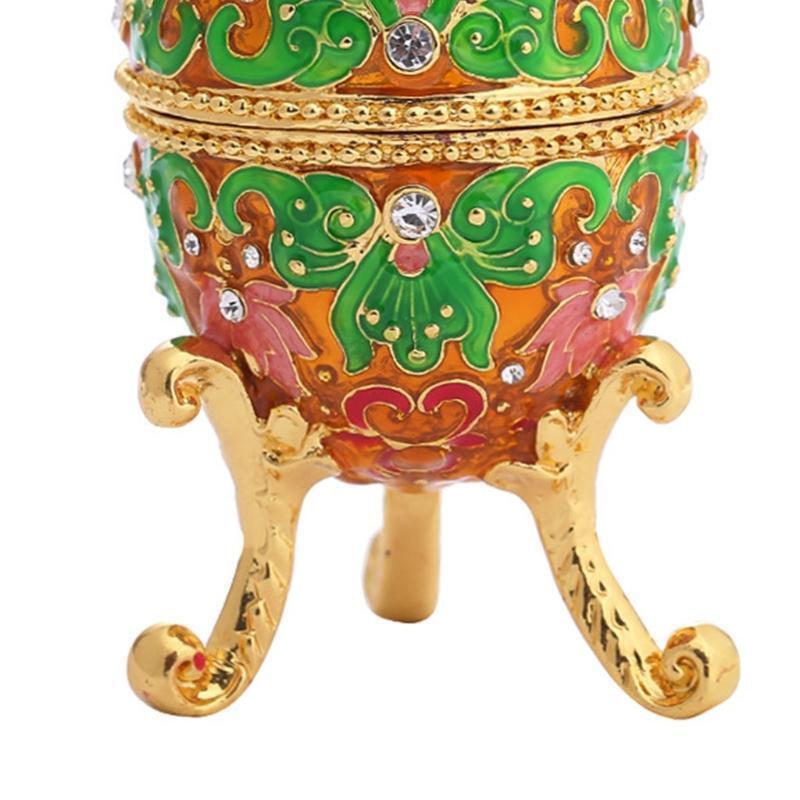 Trinket Box with Enamel & Sparkling Rhinestones for Jewelry Luxurious Home Decor