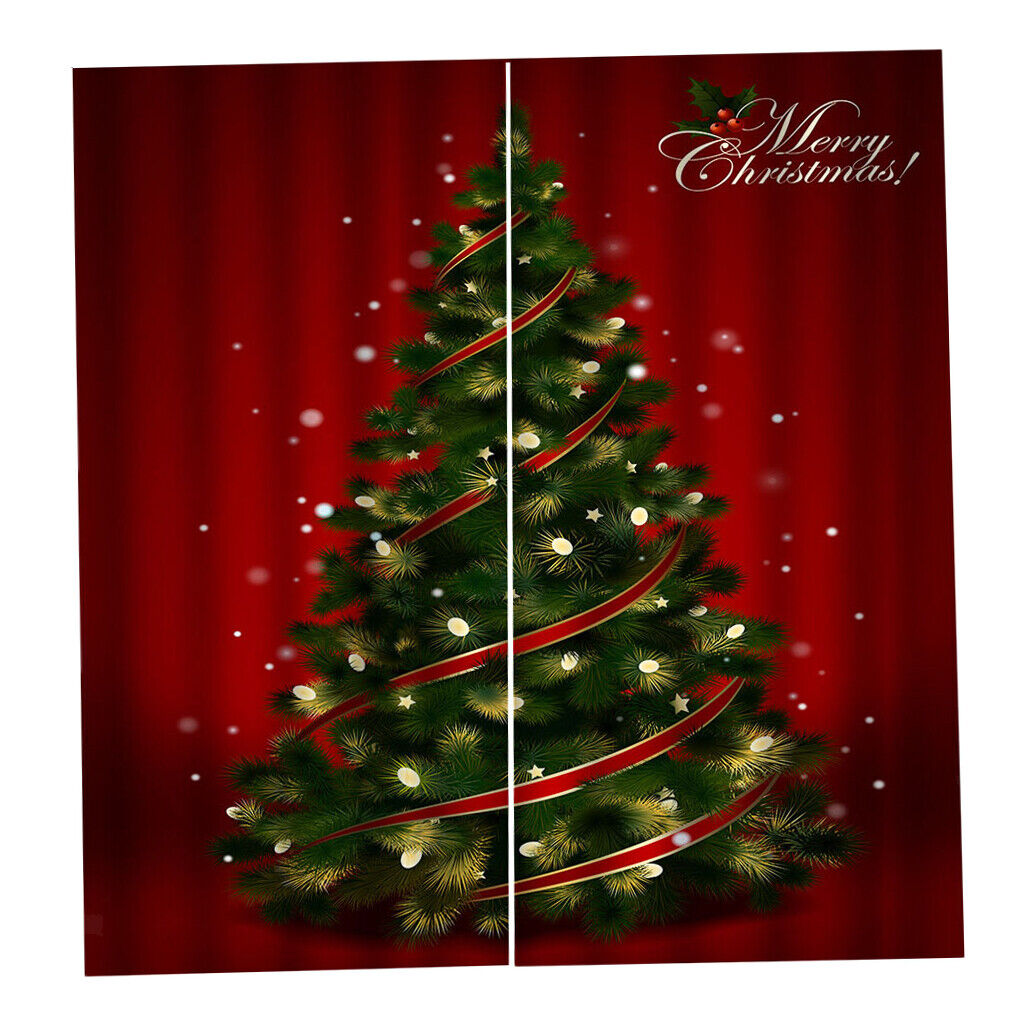 100x140cm Christmas Curtains Set  Waterproof 2Panels Drapes