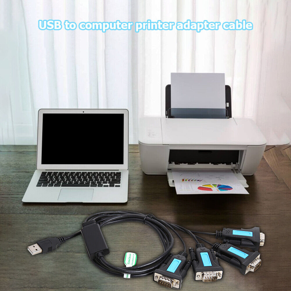 PL2303 Chipset 4 Port USB to RS-232 9-Pin DB9 Serial Cable Male A Adapter
