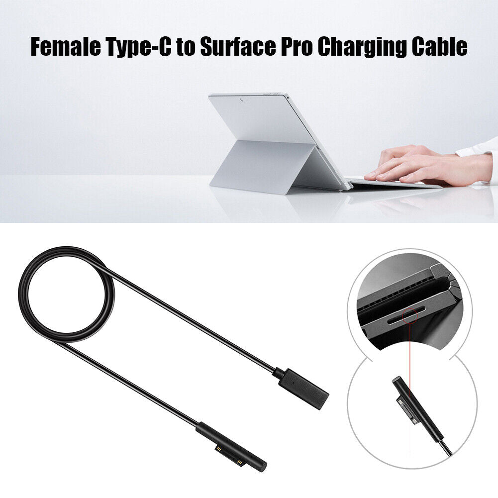 USB Type C Female PD Charging Cable for Microsoft Surface Pro 7/6/5/4/3