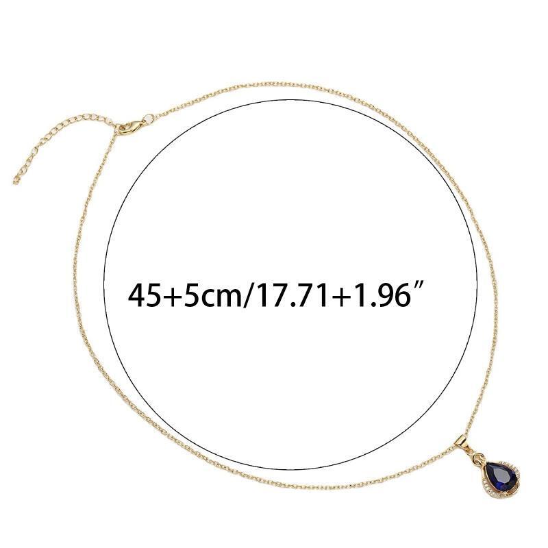 Blue Diamond Pendant Necklace Teardrop Shape Zircon Clavicle Chain Necklace Gift