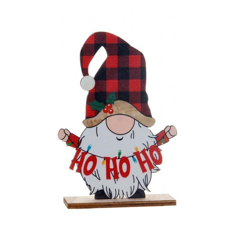 Christmas Wood Ornaments 4pcs/set Gnome Snowman Tiered Tray Decor Crafs