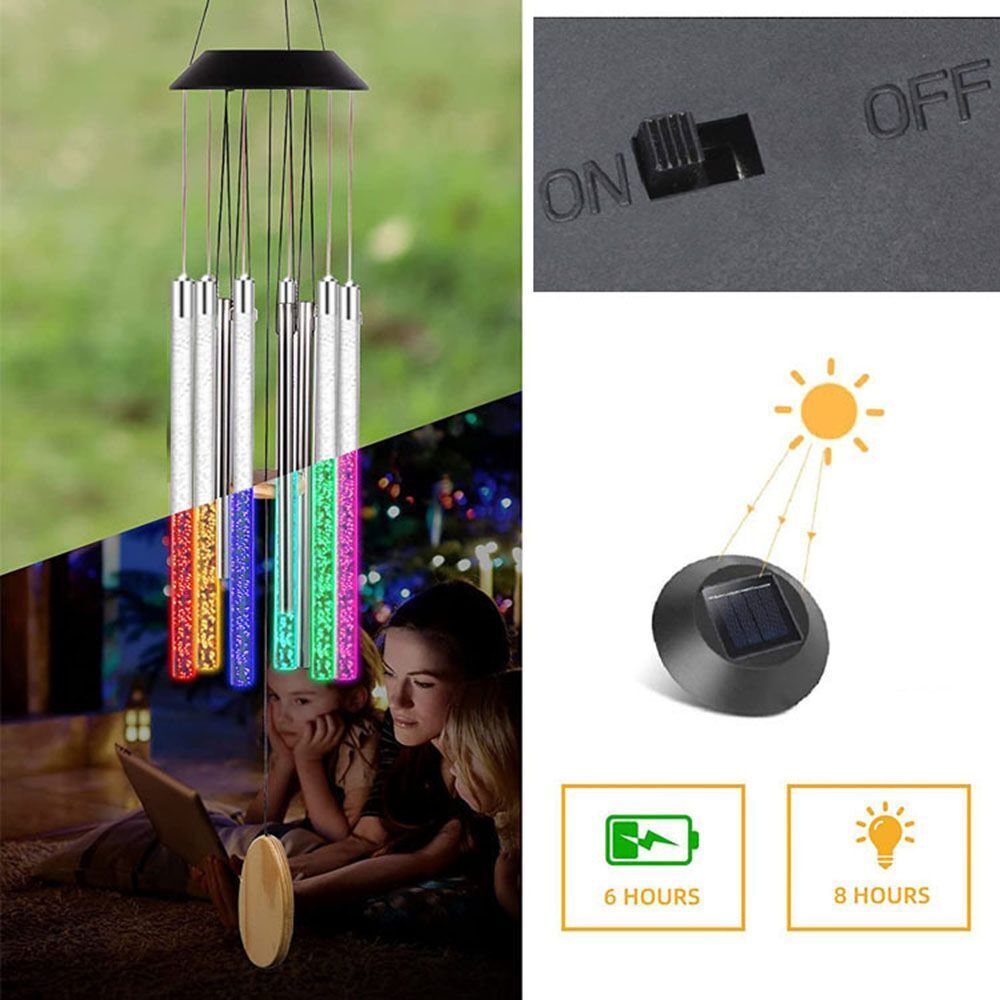 Decoration Garden Chandelier Rotating Solar Wind Chime Light Colorful Gradient