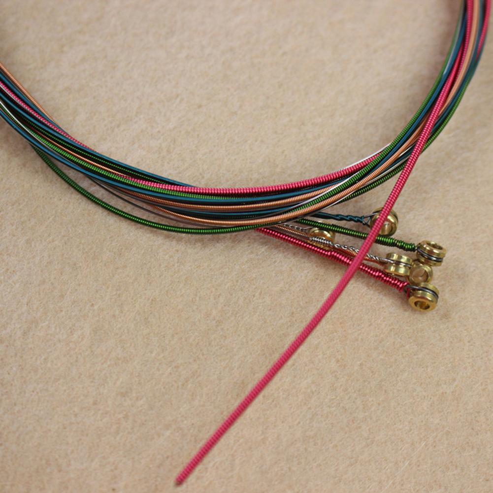 6pcs/set Rainbow Colorful Guitar Strings for Folk Acoustic Guitar Parts