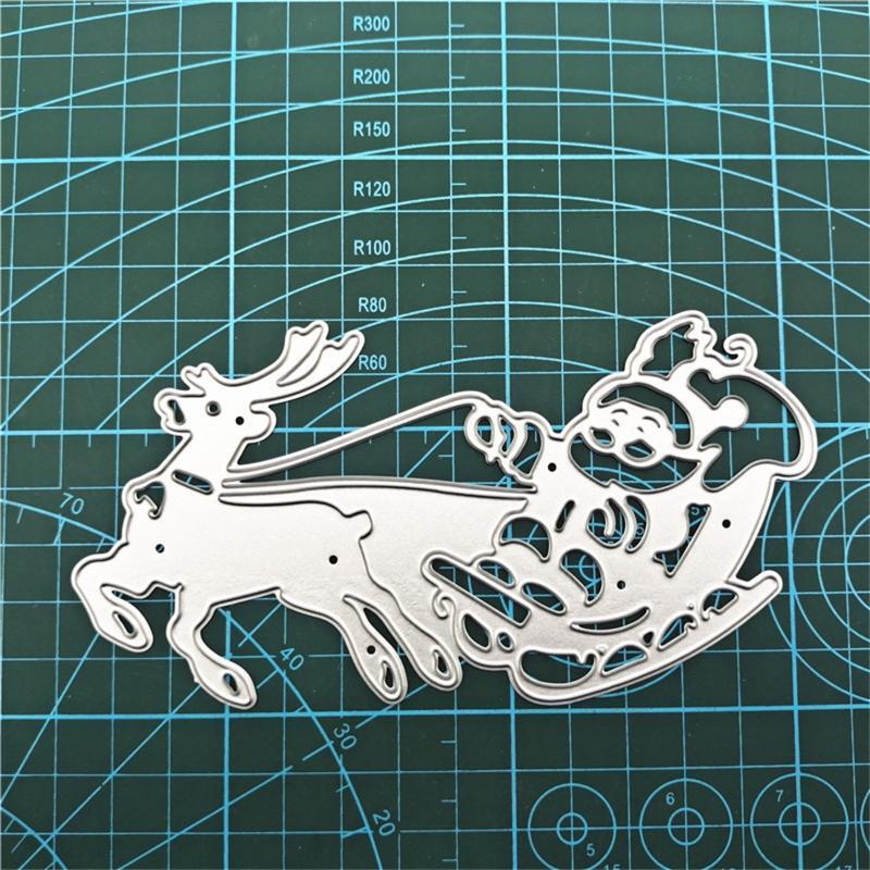 Christmas Santa Sleigh Elk Metal Cutting Dies Stencil DIY Embossing Template