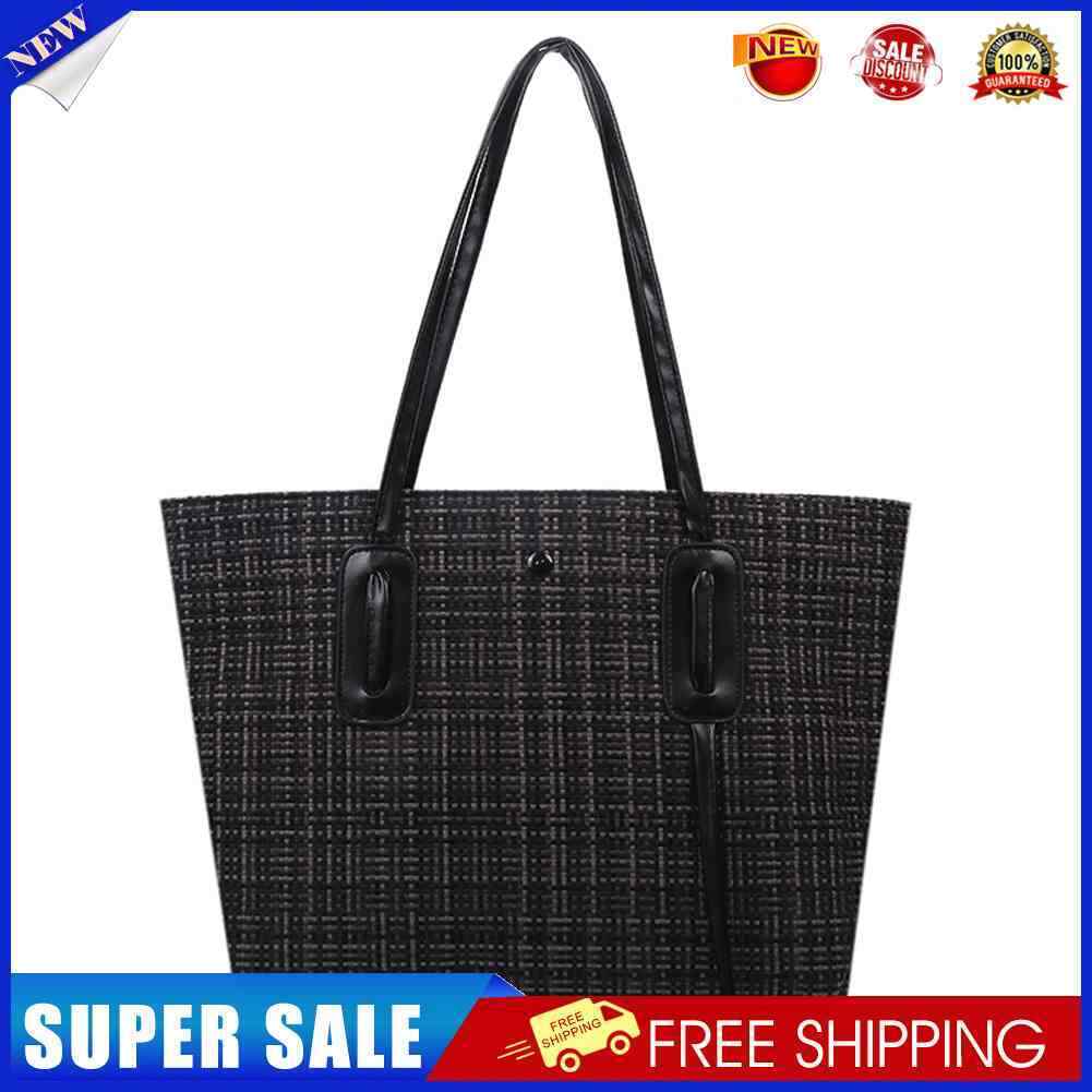 Fashion Weave Braid Women Shoulder Bags Big Capacity Handbags Tote (Black)