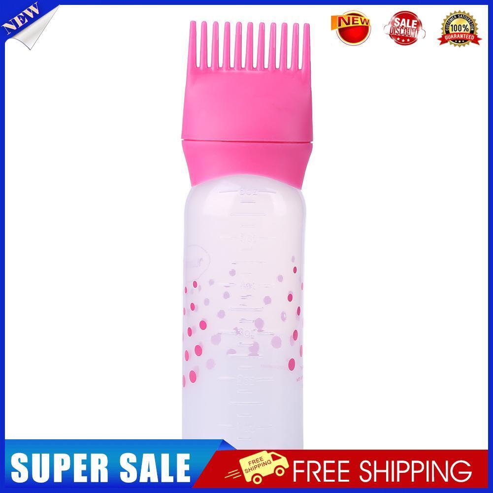 50oz Empty Hair Dye Applicator Brush Bottle Color Dispensing Comb (Pink)