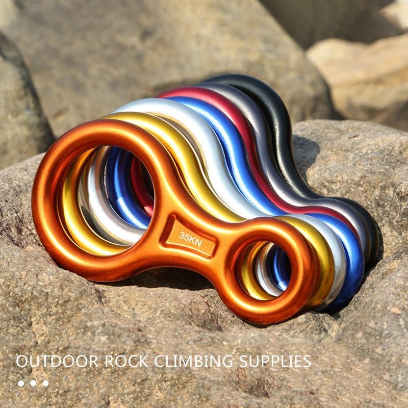 35KN Rock Climbing Descender Horns 8 Words Ring Downhill Family Outdoor Ring