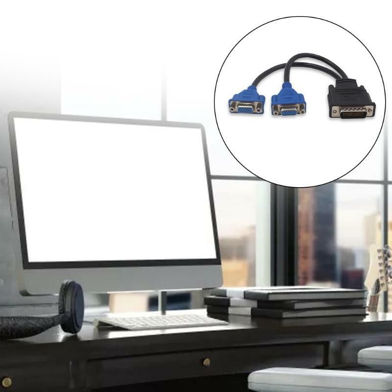 DMS-59 Pin to 2 VGA Splitter Adapter Cable Reduce the Loss of Data Transmission