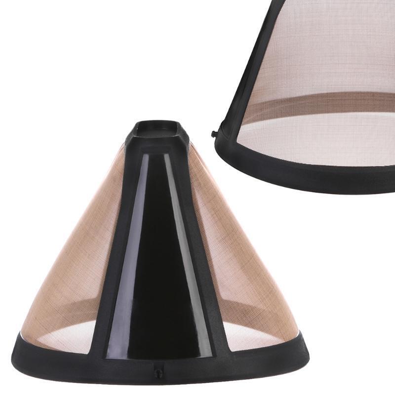 Stainless Steel Cone Shaped Permanent Coffee Filter Handles Washable Cafe Tools