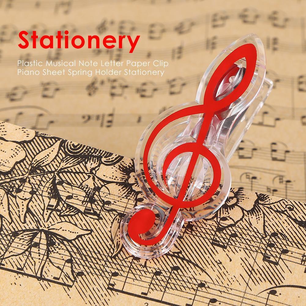 Plastic Musical Note Letter Paper Clip Piano Sheet Spring Holders (Red)