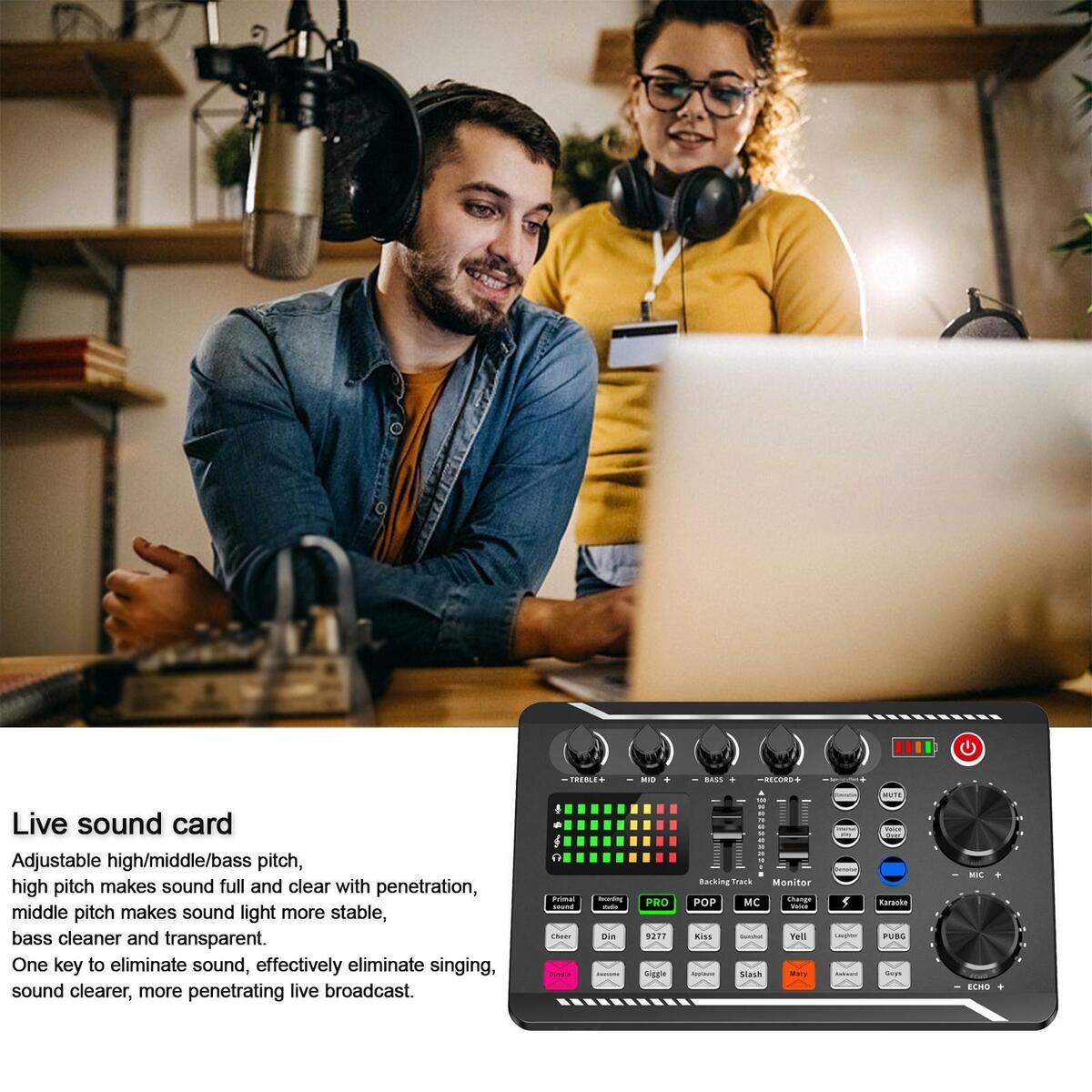 F998 Sound Mixer Sound Card Microphone for Karaoke Live Recording Cell Phone