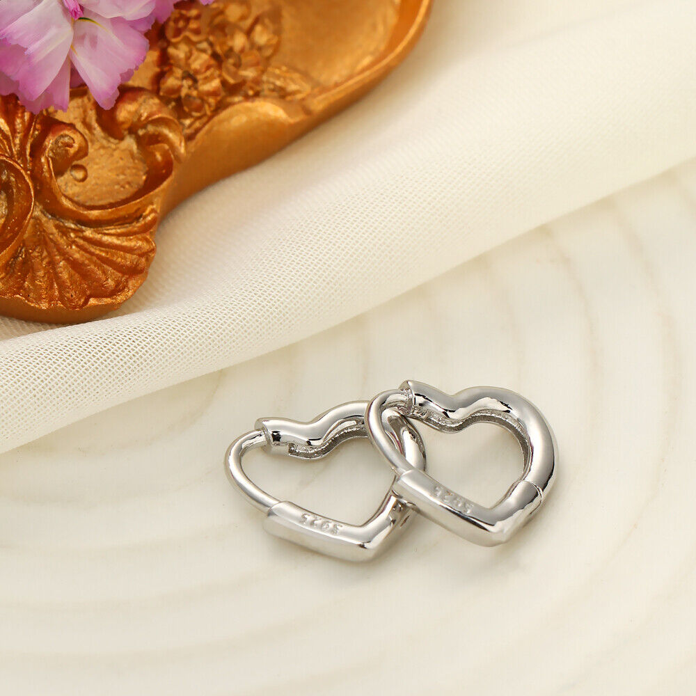 Fashion Small Jewelry Gift Heart Shaped S925 Studs Hoop Earrings Hypoallergenic