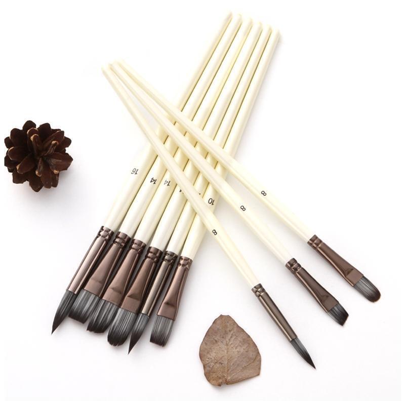 24pcs Nylon Hair Wooden Handle Watercolor Paint Brushes Pen Scraper Scrubbing