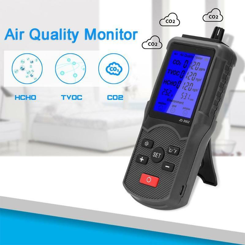LCD Temperature Humidity  Multifunctional Air Quality Tester CO2 TVOC Meter