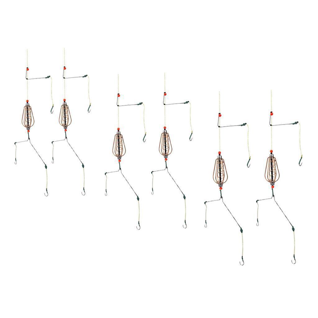 6x Spring Fishing Feeder Lead with Hooks 15/20/25g Carp Method Lure Cage