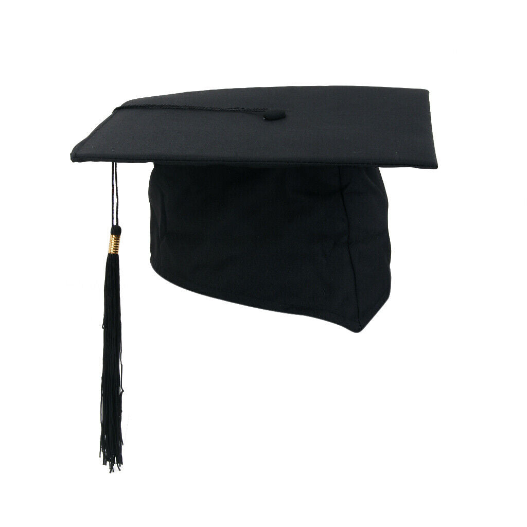 Black Graduation MORTAR BOARD Hat Soft  Fancy Dress Outfit Accessories