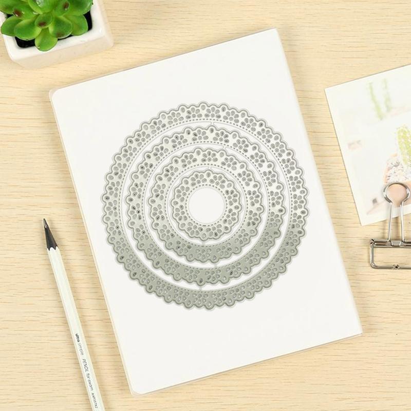 Laciness Embossing Die Cuts Nesting Cricle Cutting Dies 4'' for Gift Card Making