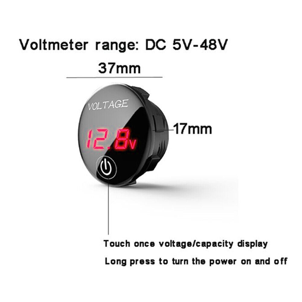 DC12V-24V Car Motorcycle Panel Digital Voltage Meter Voltmeter (Red Light)